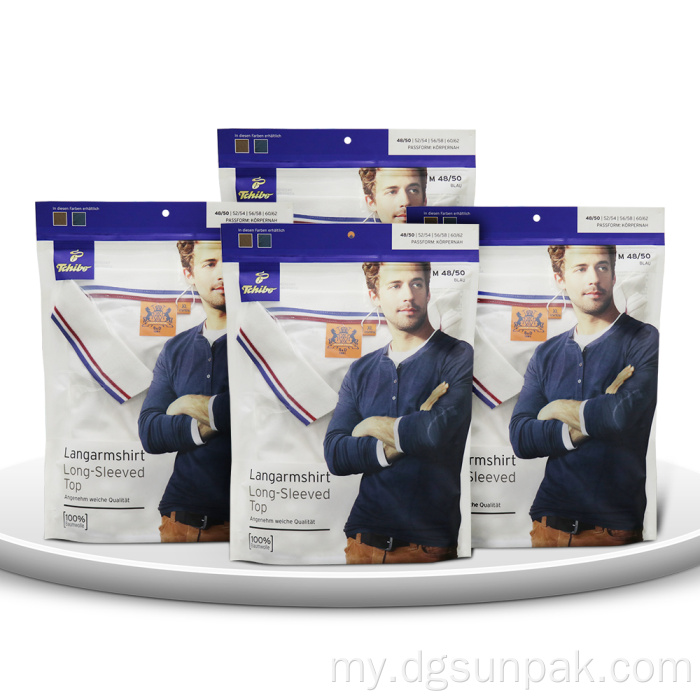 အမျိုးသားများ၏အတွင်းခံခြေအိတ်ရှပ်အင်္ကျီရှပ်အင်္ကျီ Laminated ထုပ်ပိုးအိတ်